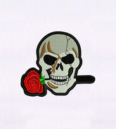 Skull with Rose Embroidery Design