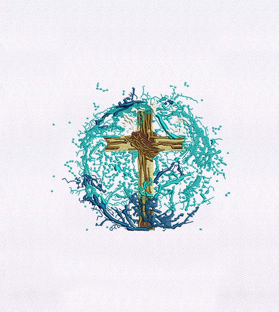 Floral Burst Cross Embroidery Design