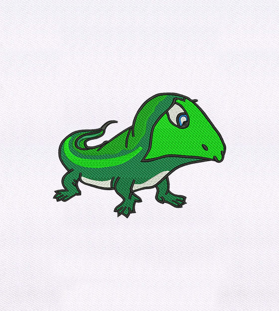 Cute Green Lizard Embroidery Design