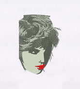 Artistic Woman Face Silhouette Embroidery Design