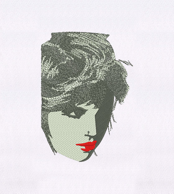 Artistic Woman Face Silhouette Embroidery Design