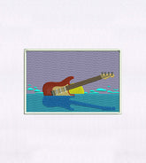 Guitar Sunset Landscape Embroidery Design