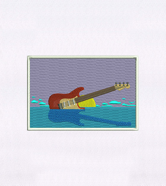 Guitar Sunset Landscape Embroidery Design