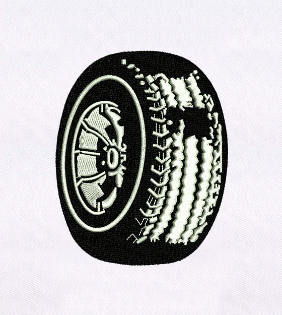 Rugged Tire & Wheel Embroidery Design