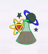 Science Beaker with Planets Embroidery Design