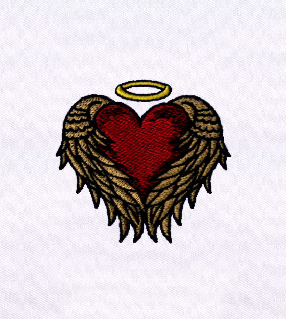 Winged Heart with Halo Embroidery Design
