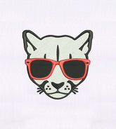 Cool Puma with Sunglasses Embroidery Design