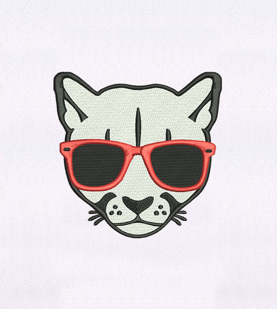 Cool Puma with Sunglasses Embroidery Design