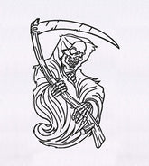 Grim Reaper Line Art Embroidery Design