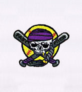 Crossed Baseball Bat Haunting Skull Embroidery Design