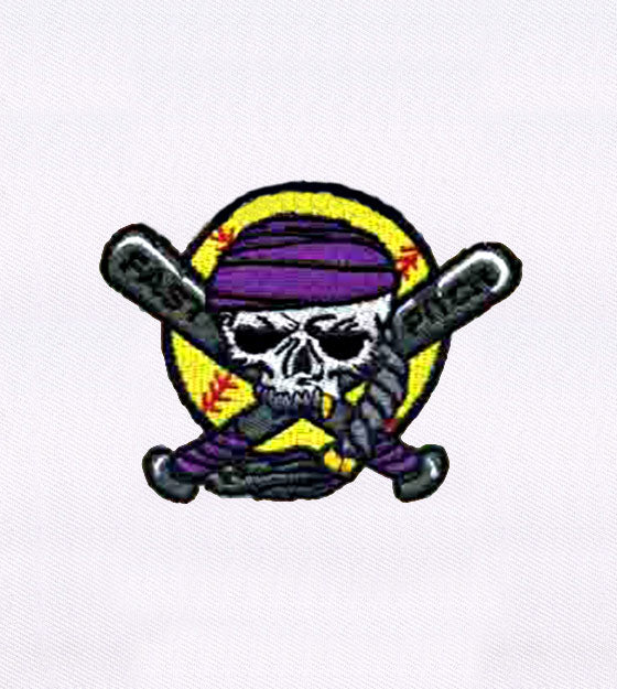 Crossed Baseball Bat Haunting Skull Embroidery Design