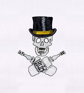 Skeleton with Top Hat & Crossed Rum Bottles Embroidery Design