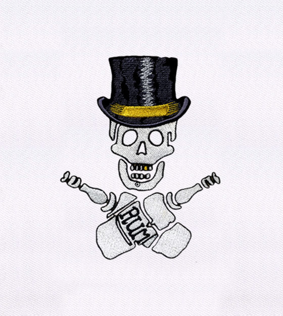 Skeleton with Top Hat & Crossed Rum Bottles Embroidery Design