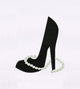 High Heel with Pearl Necklace Embroidery Design