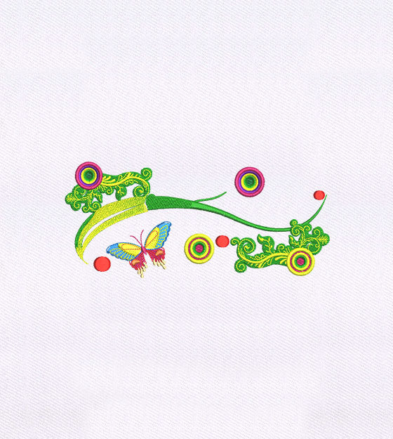 Fascinating Quilting Floral Embroidery Design with Colorful Butterfly