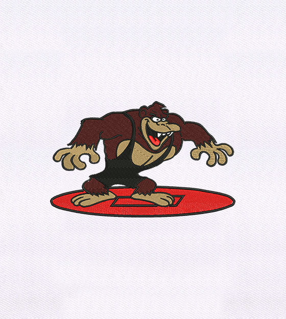 Robust Monkey Wrestler Embroidery Design