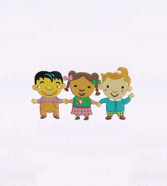Cute Kids Holding Hands Embroidery Design
