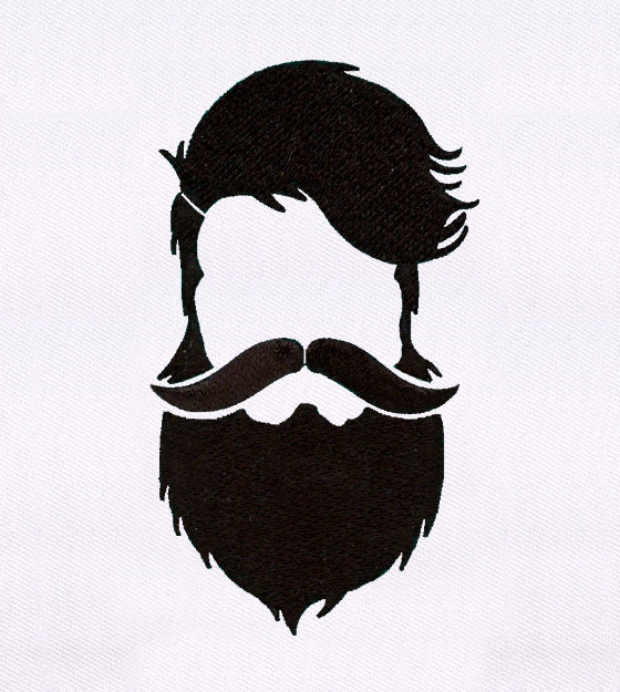 Hipster Beard & Hair Silhouette Embroidery Design