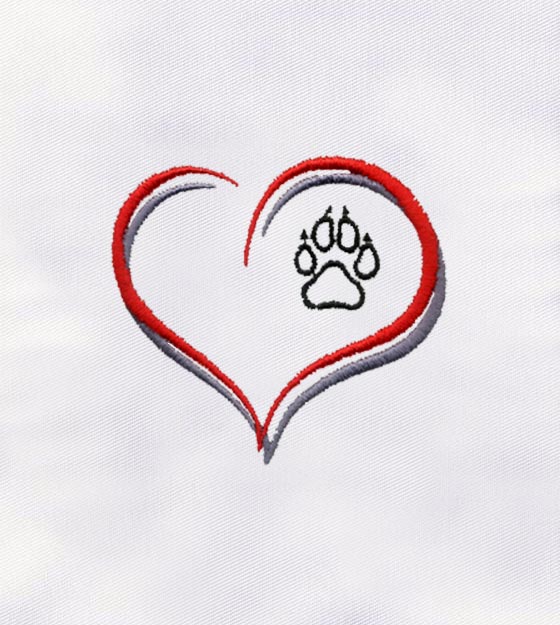 Paw Print Heart Embroidery Design
