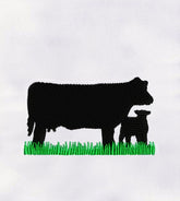 Cow and Calf Silhouette Embroidery Design