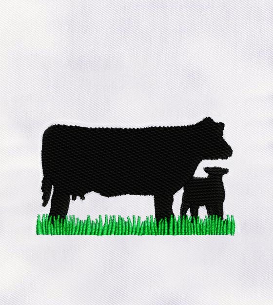 Cow and Calf Silhouette Embroidery Design