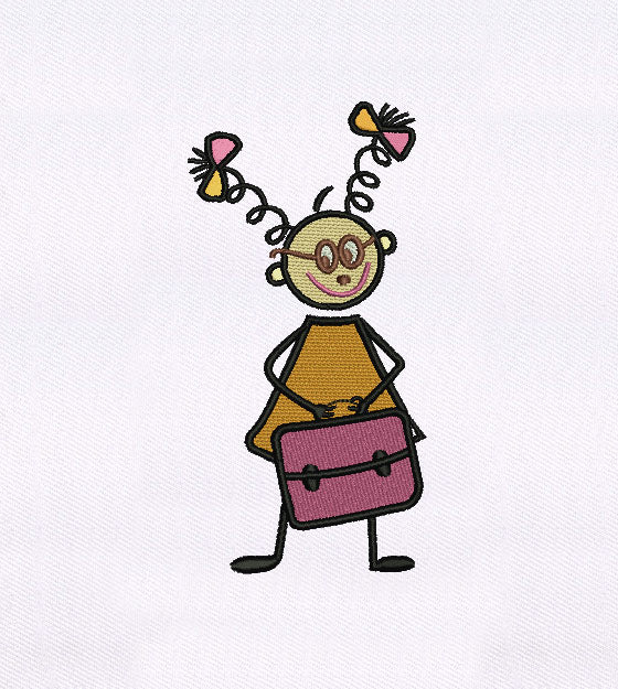 Cute and Nerdy Braided Girl Embroidery Design