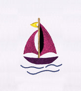 Artistic Pink Sail Boat Embroidery Design