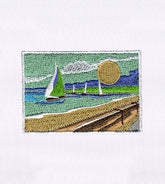 Picturesque Ships by the Bay Embroidery Design