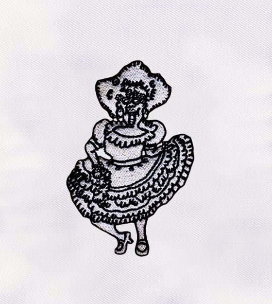 Old Wicked White Dressed Lady Halloween Embroidery Design