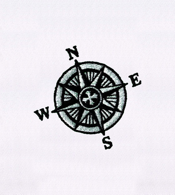 Classic Black and White Compass Embroidery Design