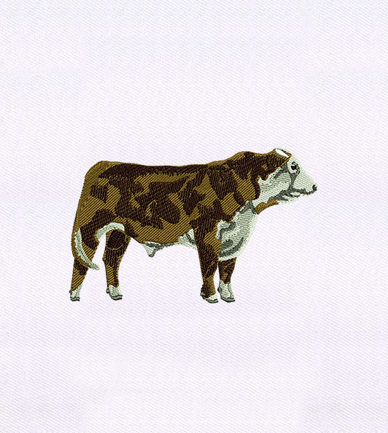 Brown and White Gentle Cow Embroidery Design