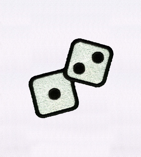 Classic Black and White Throwing Dice Embroidery Design