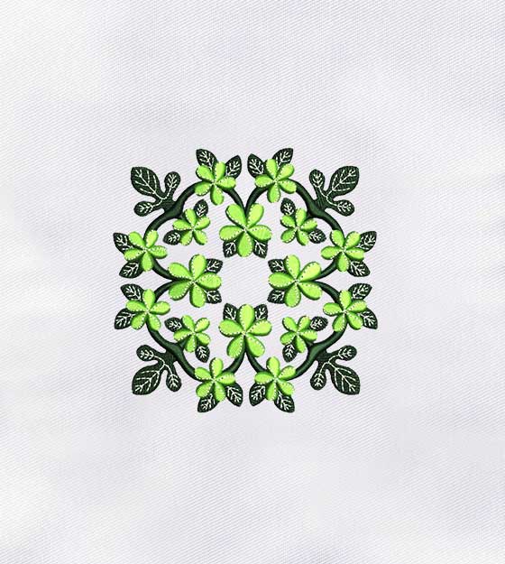 Beautiful Green Flowers Machine Embroidery Design