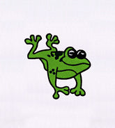 Happily Croaking and Leaping Frog Embroidery Design