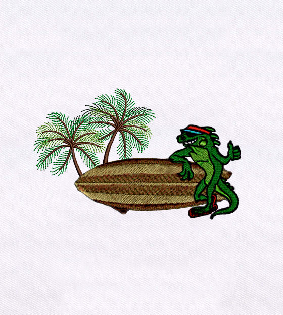 Beach Enjoying Iguana Embroidery Design