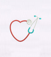 Medical Stethoscope Heart Embroidery Design