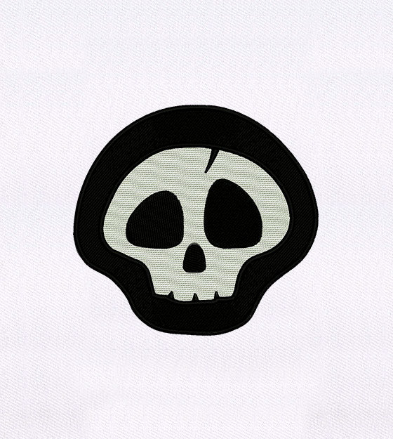 Artistically Creative Cracked Skull Embroidery Design