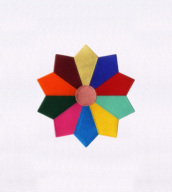 Multicolored Decagon Geometric Pattern Embroidery Design