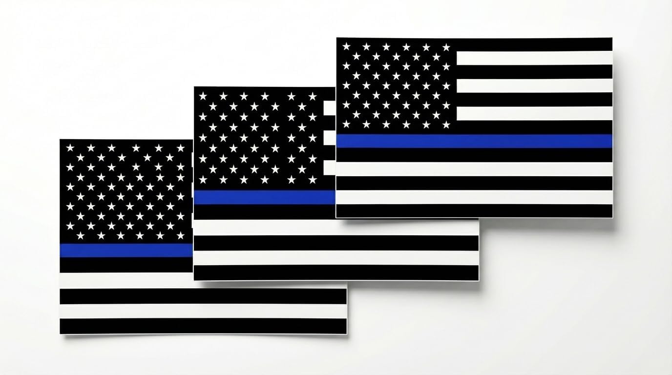 DigitEMB Thin Blue Line Flag Stickers American Flag 3 Pack Car Decals