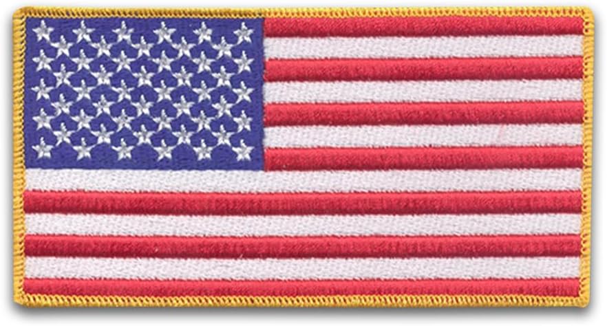 DigitEMB American Parent Flag Embroidered Patches Iron On Sew On USA Flag (Yellow Merrow 1.5x1 Iron On)
