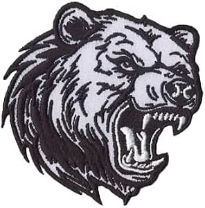 DigitEMB Angry Bear Head Iron On Patch, Embroidered Sew On for Jackets