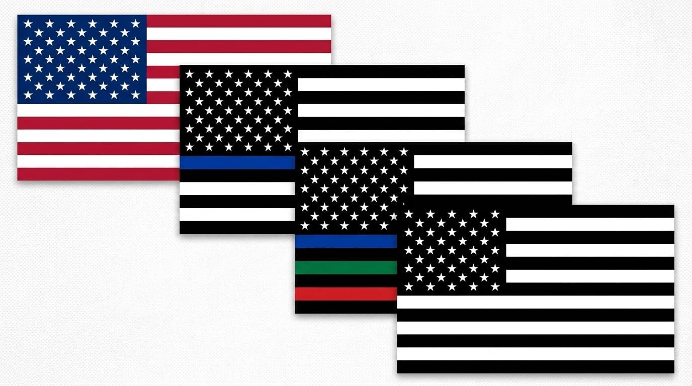 DigitEMB American Flag Stickers Variety 4 Pack Car Truck Vinyl Decals