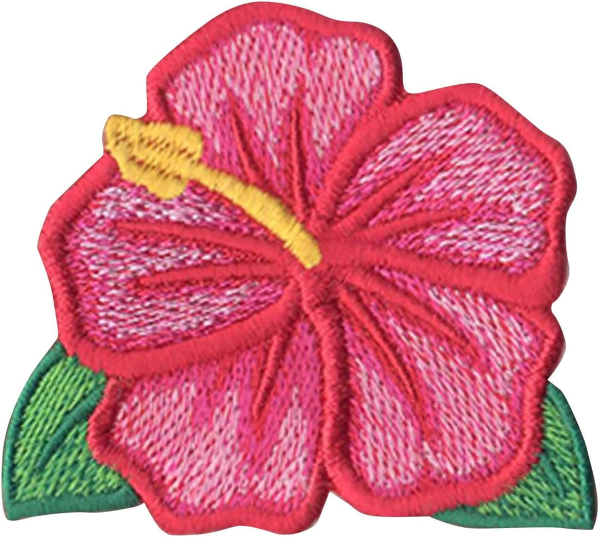 DigitEMB Hibiscus Flower Iron On Patch - Pink Tropical Floral Applique