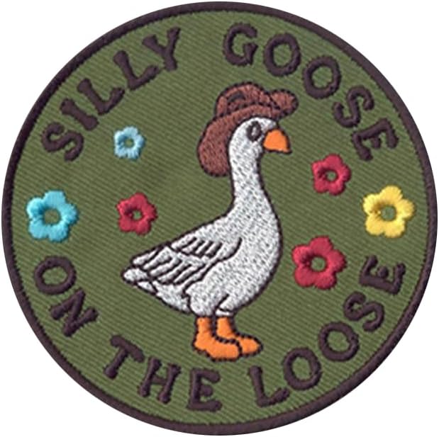 DigitEMB Silly Goose Patch, Funny Iron On Sew On Embroidered Badge
