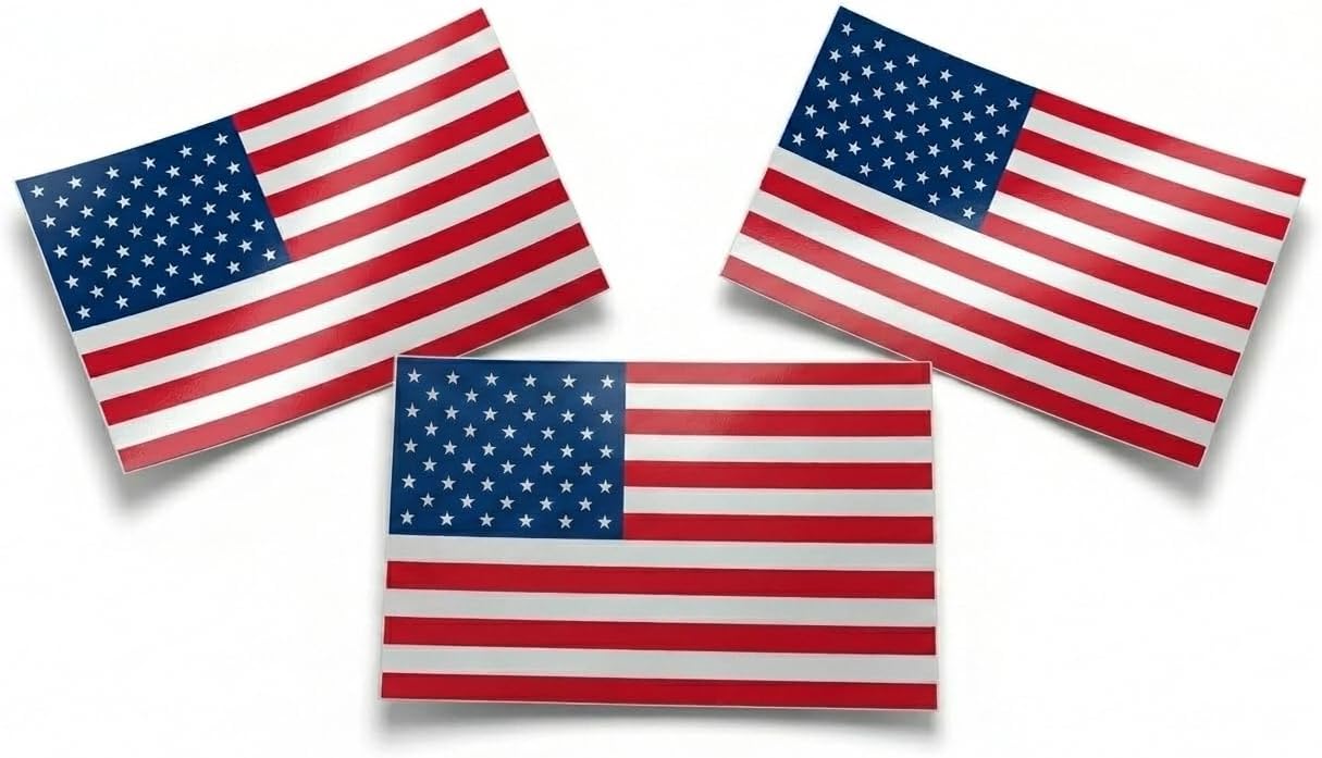 DigitEMB American Flag Stickers 3 Pack Waterproof Vinyl Car Decals
