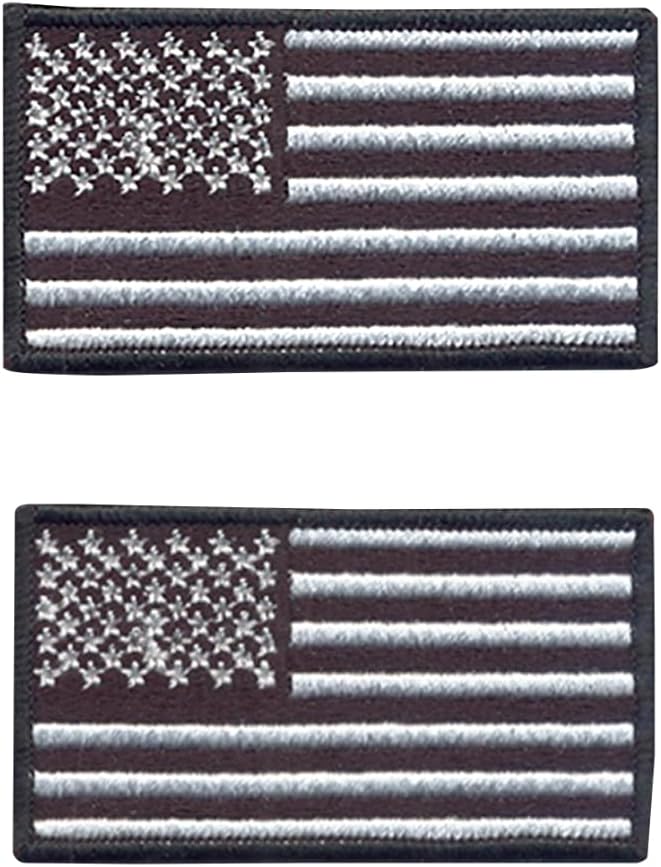 DigitEMB Black American Flag Iron On Patches, 2 Pack, 3 x 1.66, 1.5 x 1 in