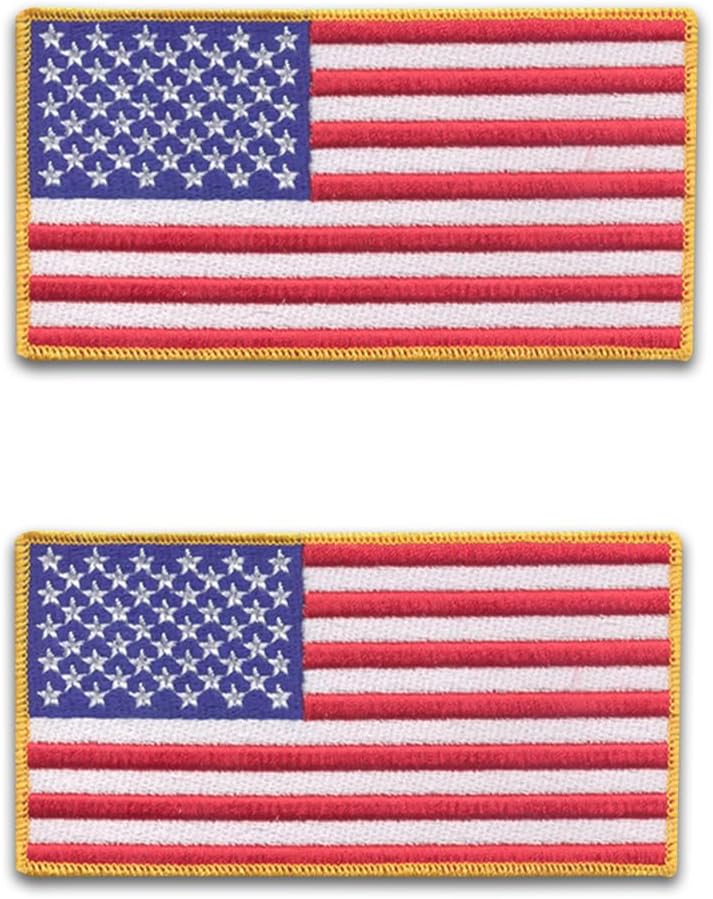 DigitEMB American Flag Iron On Patches, 2 Pack, 3 x 1.6, 1.5 x 1 in