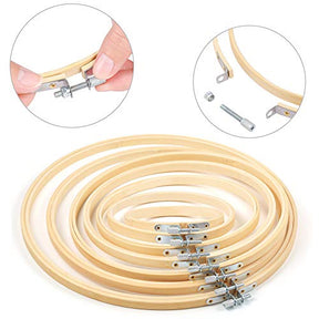 7 Pieces Embroidery Hoops Set Bamboo Circle Cross Stitch Craft Sewing