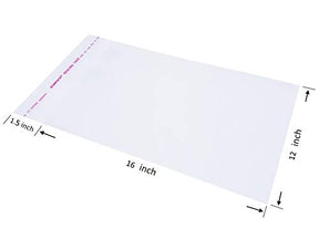 12x16 Inches 100 Count Clear Cellophane Plastic Bags T Shirt Bags
