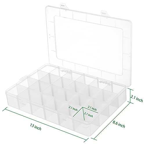 24 Grids Plastic Organizer Box Craft Storage Container With Adjustable Dividers